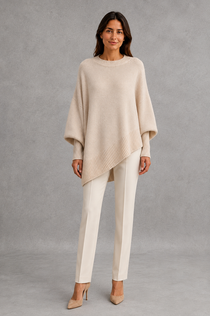 Sweater Women - Ribbed High Neck Jumper with Long Sleeves