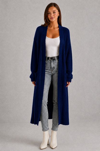 Cardigan Women - Longline Duster Cardigan with Side Pockets