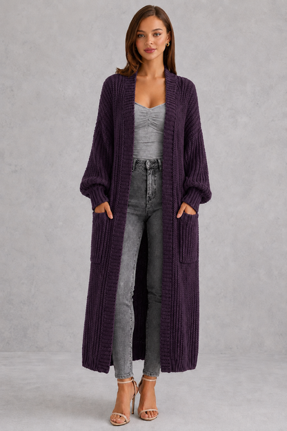Cardigan Women - Longline Duster Cardigan with Side Pockets