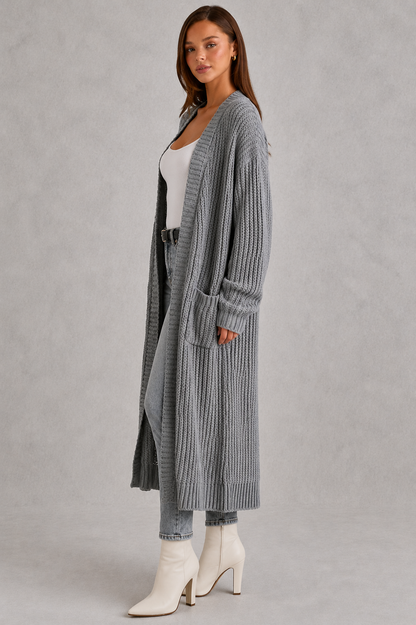 Cardigan Women - Longline Duster Cardigan with Side Pockets