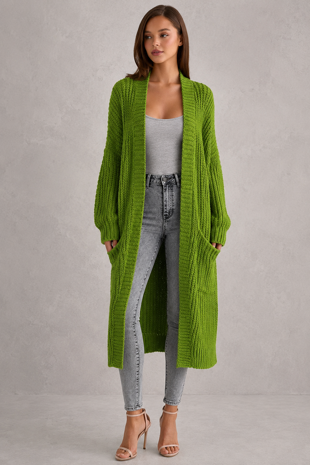 Cardigan Women - Longline Duster Cardigan with Side Pockets