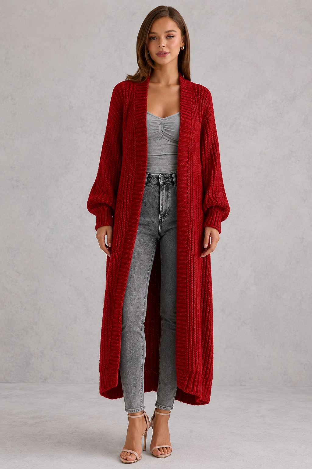 Cardigan Women - Longline Duster Cardigan with Side Pockets