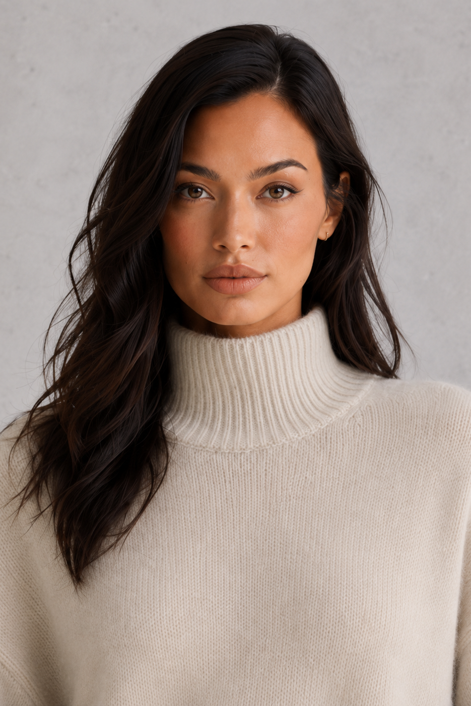 Sweater Women - Relaxed Roll Neck Jumper with Balloon Sleeves