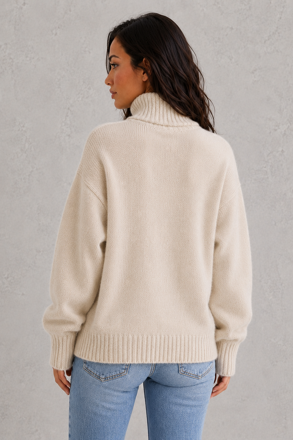 Sweater Women - Relaxed Roll Neck Jumper with Balloon Sleeves