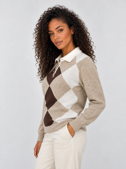Womens Argyle Collared Jumper – Timeless Style for Effortless Elegance 2