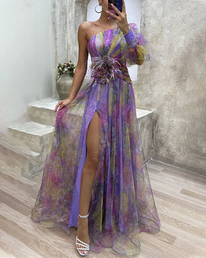 Xara Women's Elegant Maxi Dress – Artistic Print for Formal Events 0