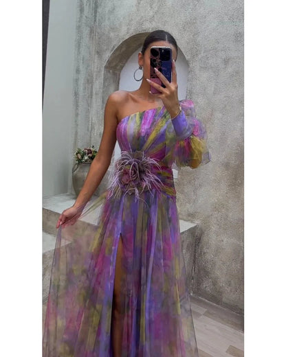 Xara Women's Elegant Maxi Dress – Artistic Print for Formal Events 3