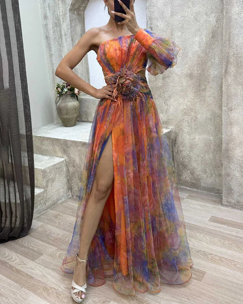 Xara Women's Elegant Maxi Dress – Artistic Print for Formal Events 7