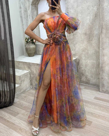 Xara Women's Elegant Maxi Dress – Artistic Print for Formal Events 7
