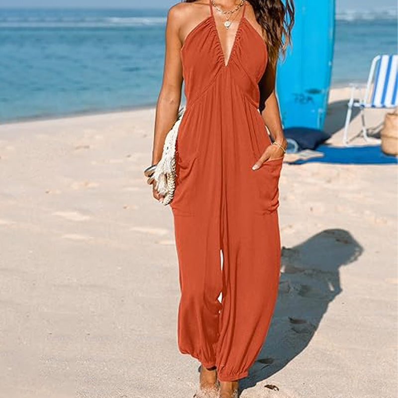 Zara Women's Backless Jumpsuit – Elegant V-Neck for All-Day Comfort 12