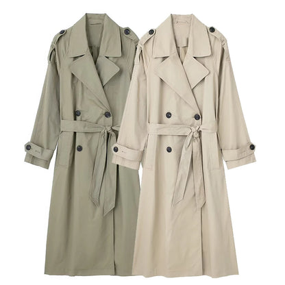 Zara Women's Double Breasted Trench Coat – Vintage Lapel Design Elegant Outerwear 4