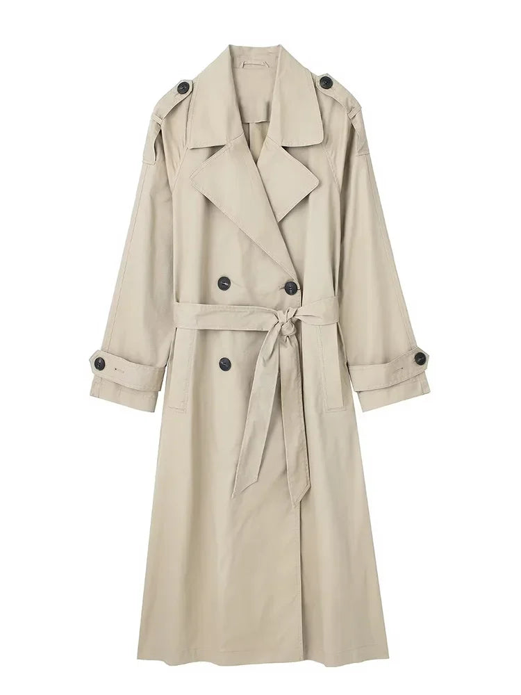Zara Women's Double Breasted Trench Coat – Vintage Lapel Design Elegant Outerwear 5