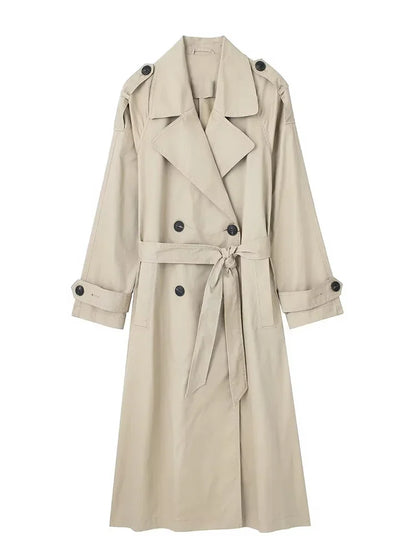 Zara Women's Double Breasted Trench Coat – Vintage Lapel Design Elegant Outerwear 5