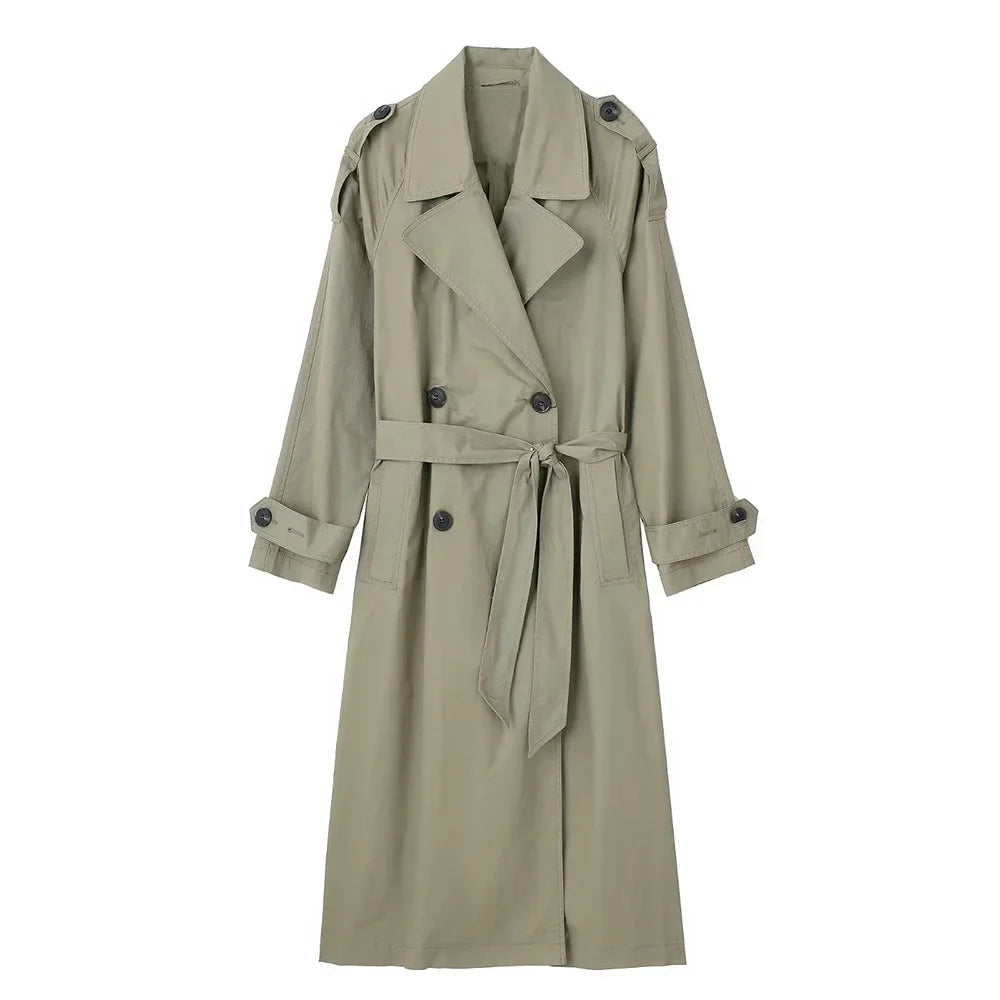 Zara Women's Double Breasted Trench Coat – Vintage Lapel Design Elegant Outerwear 6