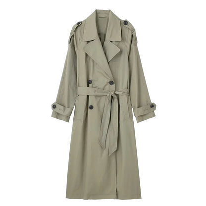 Zara Women's Double Breasted Trench Coat – Vintage Lapel Design Elegant Outerwear 6