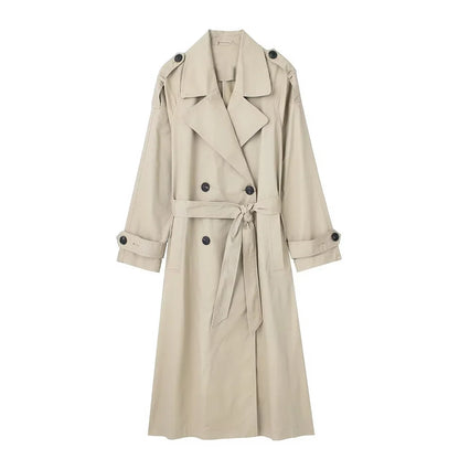 Zara Women's Double Breasted Trench Coat – Vintage Lapel Design Elegant Outerwear 7