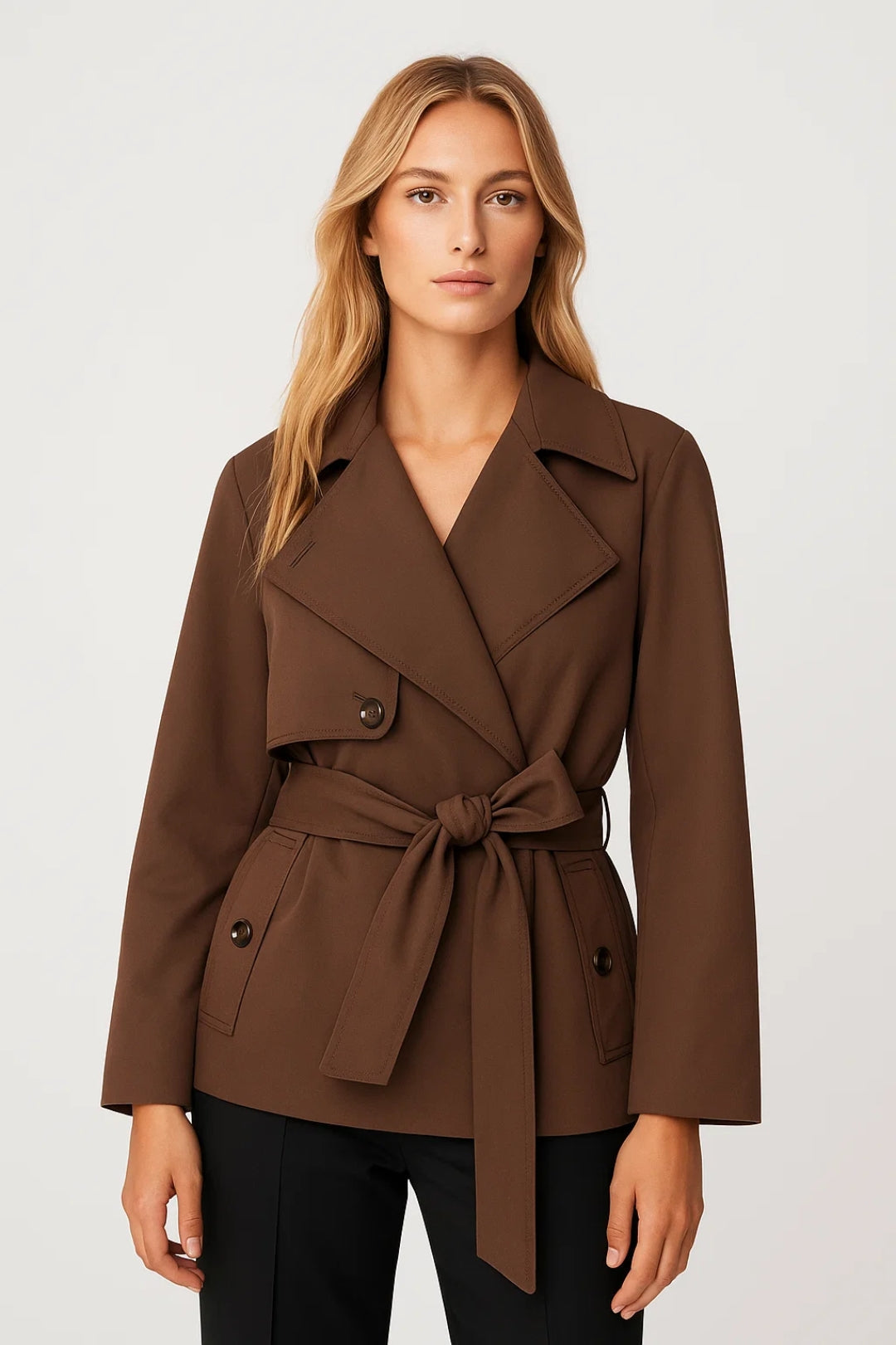 Zara Women's Elegant Trench Coat – Fitted Cotton Style for Spring 0