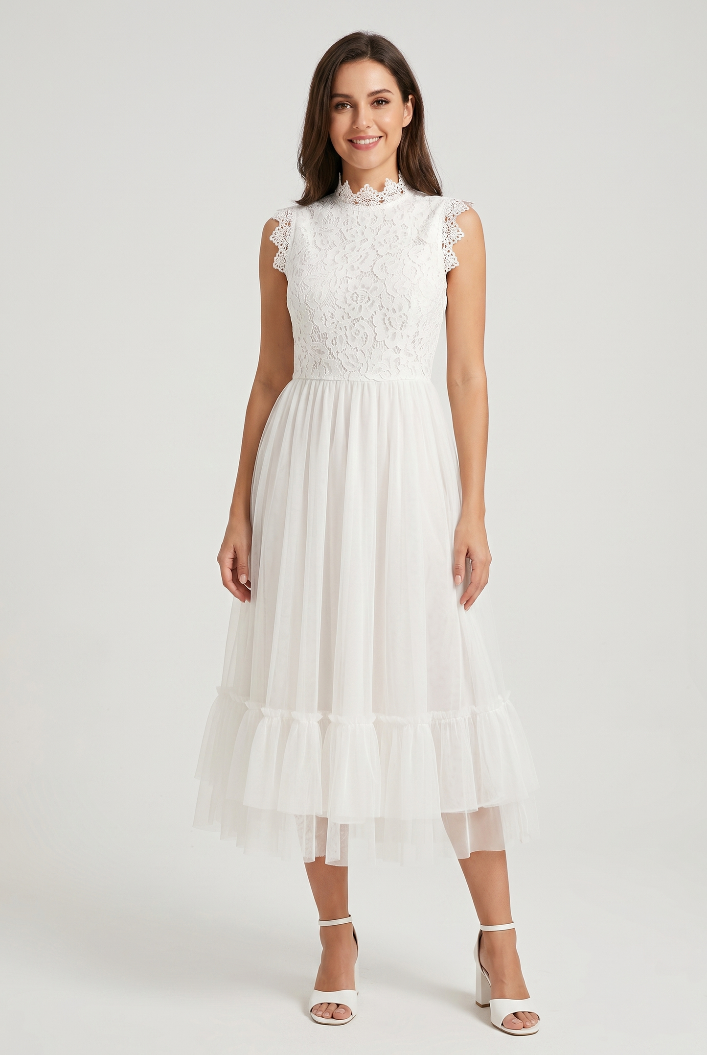 Zara Women's Elegant Tulle Dress – Flared Midi for Summer Events 1