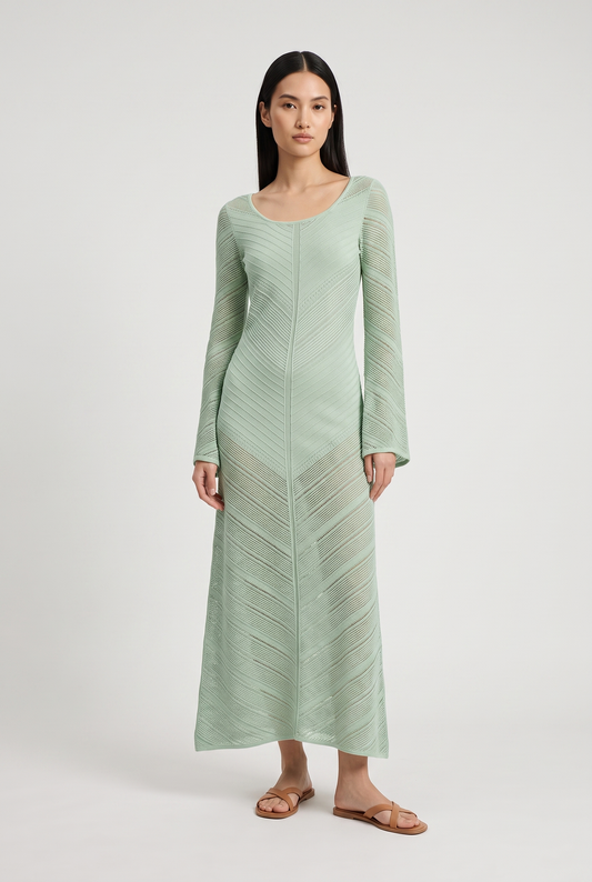Zara Women's Maxi Dress – Breathable Openwork Cotton Comfort 1