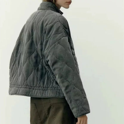 Zara Women's Quilted Jacket – High Collar With Large Pockets 4