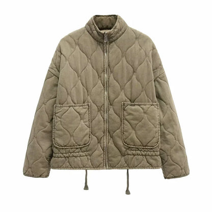 Zara Women's Quilted Jacket – High Collar With Large Pockets 6