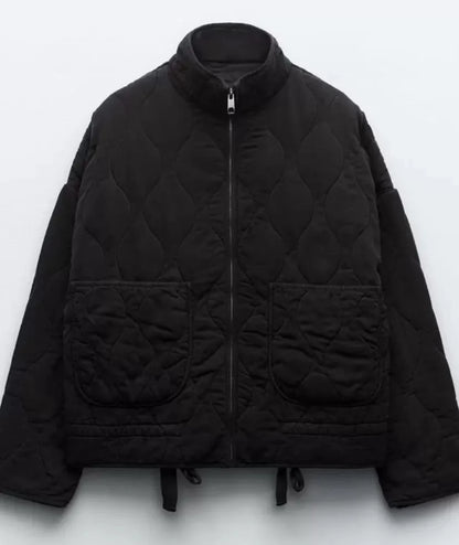 Zara Women's Quilted Jacket – High Collar With Large Pockets 7