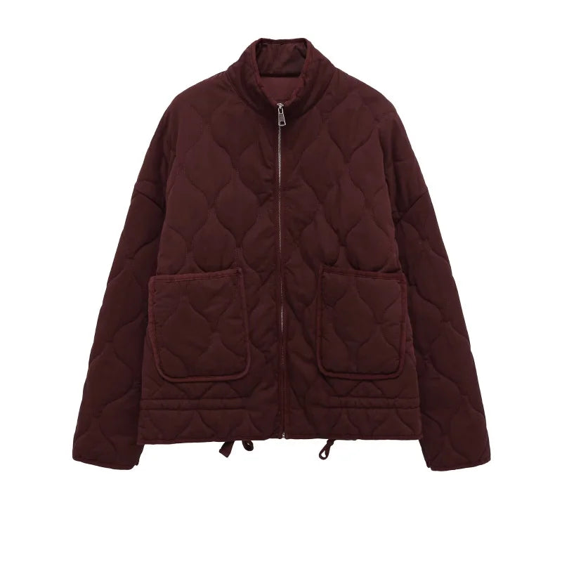 Zara Women's Quilted Jacket – High Collar With Large Pockets 8