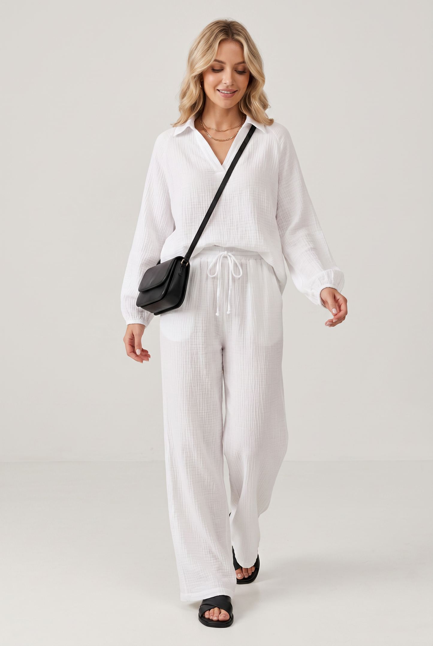 Zara Women's Set Loungewear – Elegant Top with Loose Pants Comfort 1