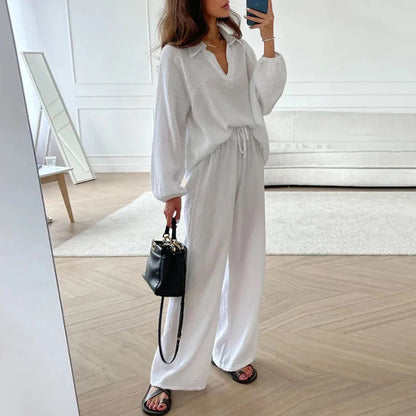 Zara Women's Set Loungewear – Elegant Top with Loose Pants Comfort 2
