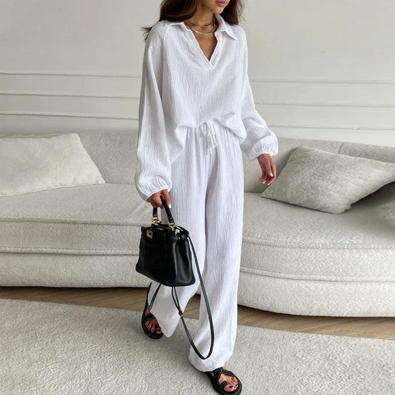 Zara Women's Set Loungewear – Elegant Top with Loose Pants Comfort 3