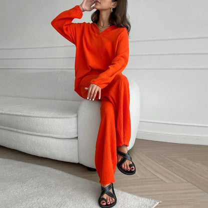 Zara Women's Set Loungewear – Elegant Top with Loose Pants Comfort 8