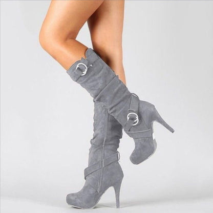 Zarina Women's Knee High Boots – Suede Elegance for Evening Wear 0