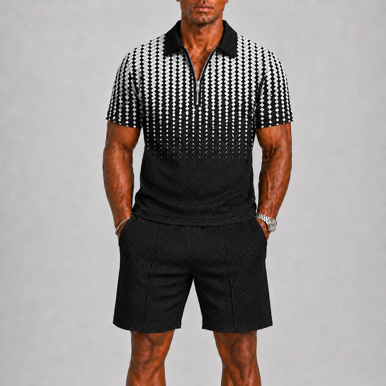 Zento Men's Summer Set Polo and Shorts – Breathable, Stylish Comfort 11