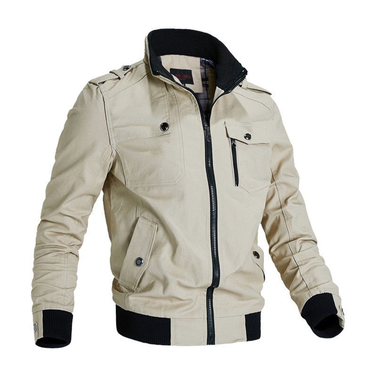 Zerlin Men's Bomber Jacket – Stand Collar Zip-Up Casual Outerwear 1