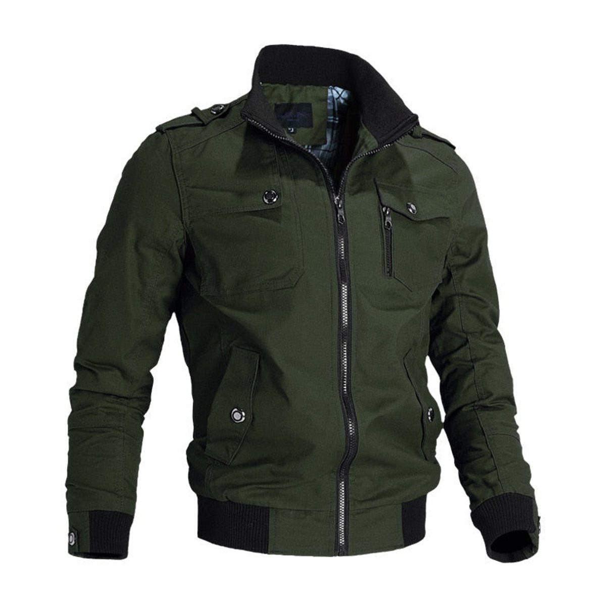 Zerlin Men's Bomber Jacket – Stand Collar Zip-Up Casual Outerwear 2