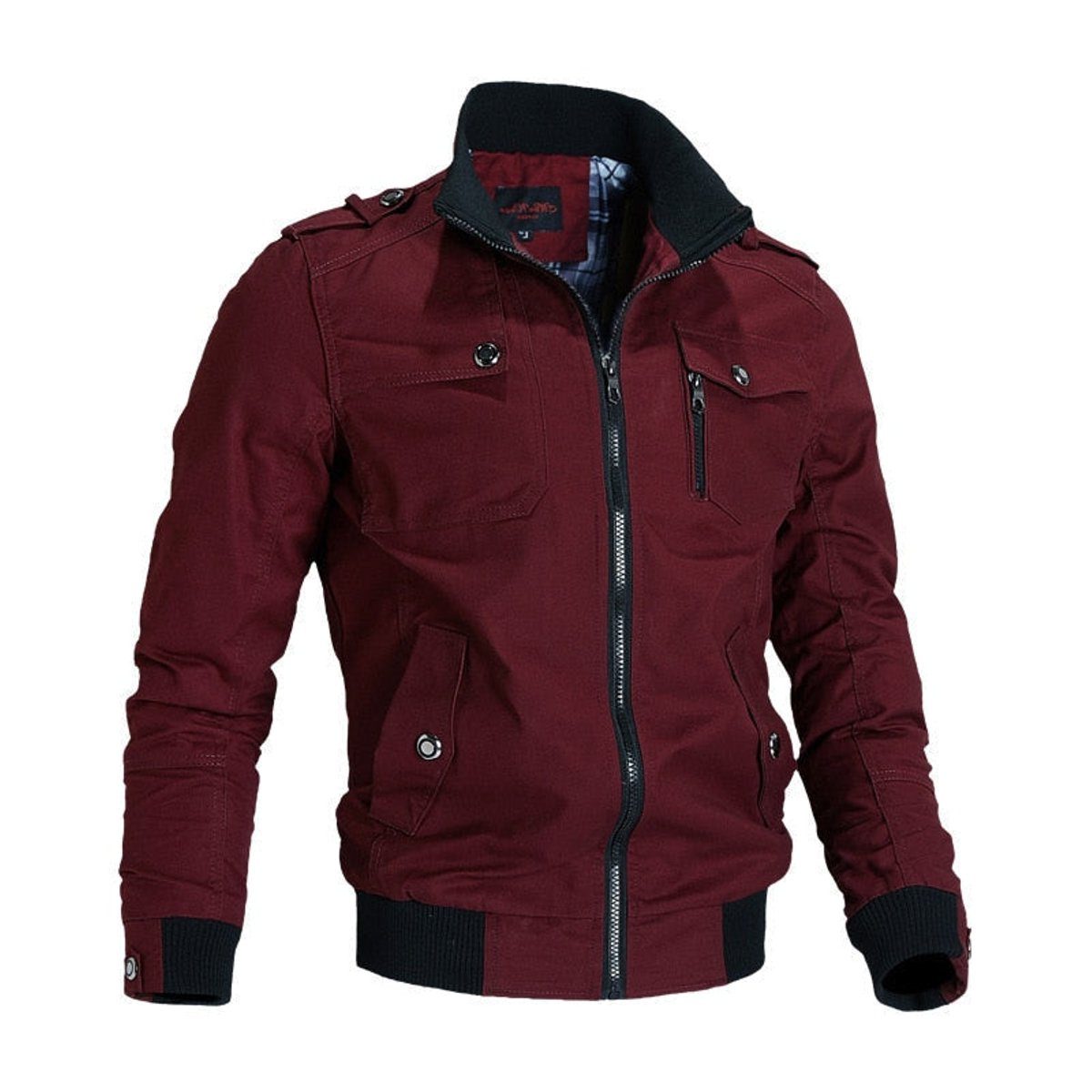 Zerlin Men's Bomber Jacket – Stand Collar Zip-Up Casual Outerwear 3