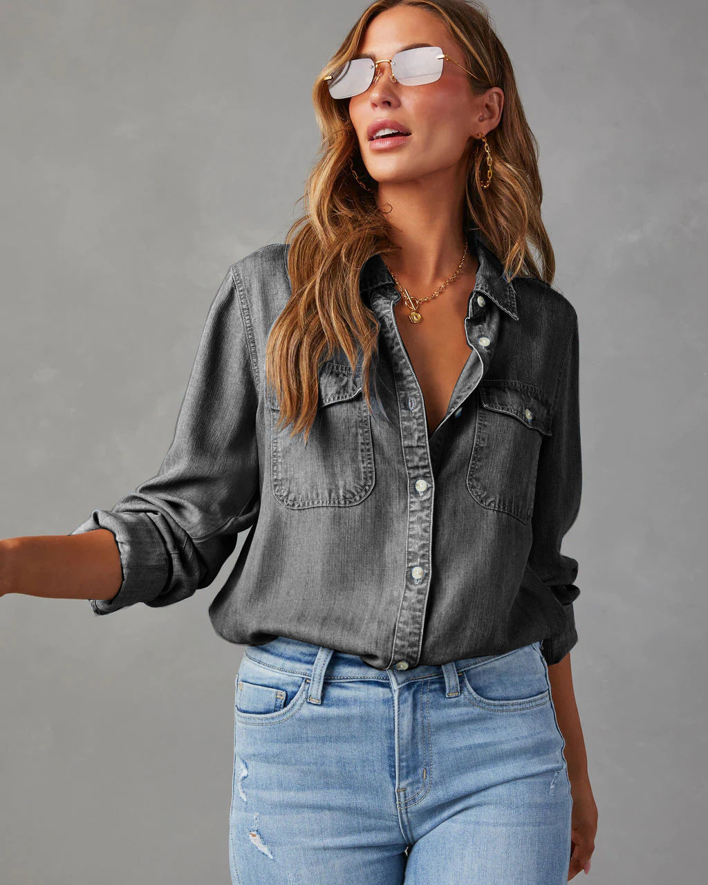 Zesty Men's Denim Shirt – Lightweight Button-Down for Casual Style 5