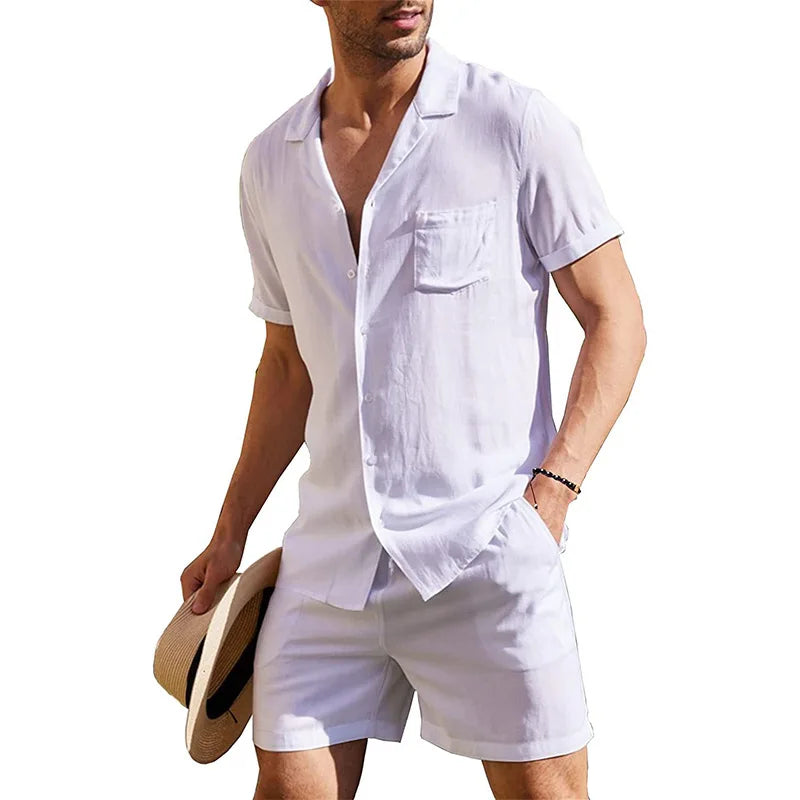 Zesty Men's Linen Shirt Set – Breathable Comfort for Summer Fun 1
