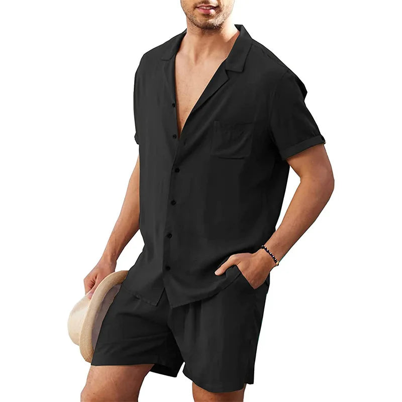 Zesty Men's Linen Shirt Set – Breathable Comfort for Summer Fun 9