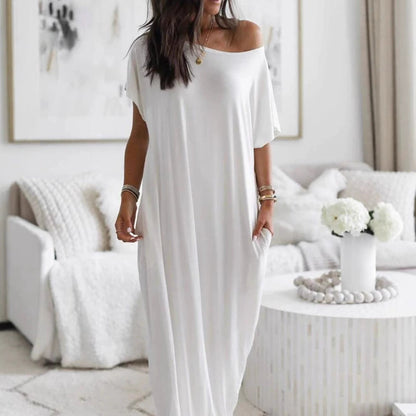 Zesty Women's Casual Dress – Stylish Asymmetric Off-Shoulder Comfort 0