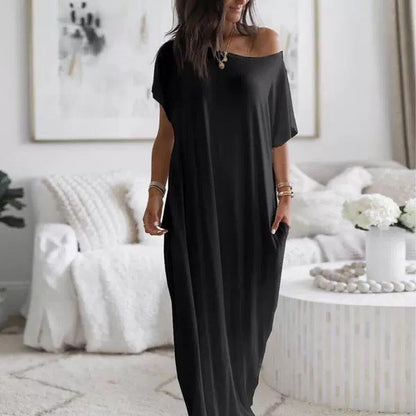 Zesty Women's Casual Dress – Stylish Asymmetric Off-Shoulder Comfort 1