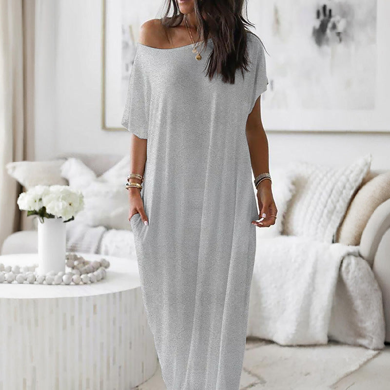Zesty Women's Casual Dress – Stylish Asymmetric Off-Shoulder Comfort 3