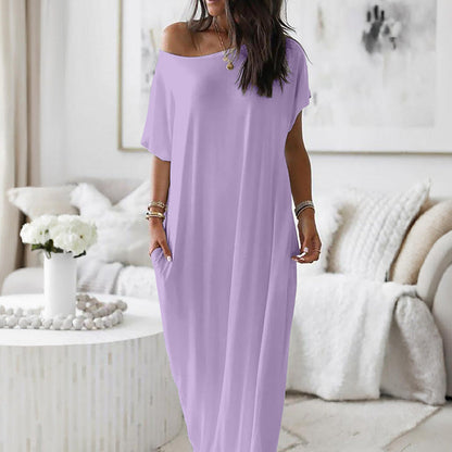 Zesty Women's Casual Dress – Stylish Asymmetric Off-Shoulder Comfort 4