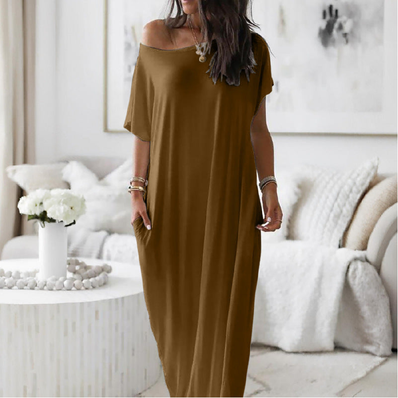 Zesty Women's Casual Dress – Stylish Asymmetric Off-Shoulder Comfort 7