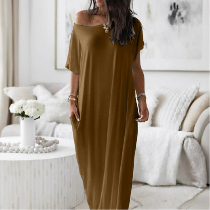 Zesty Women's Casual Dress – Stylish Asymmetric Off-Shoulder Comfort 7