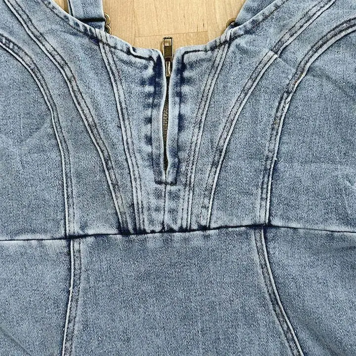 Zesty Women's Dress – Chic Denim Style with Adjustable Straps 4