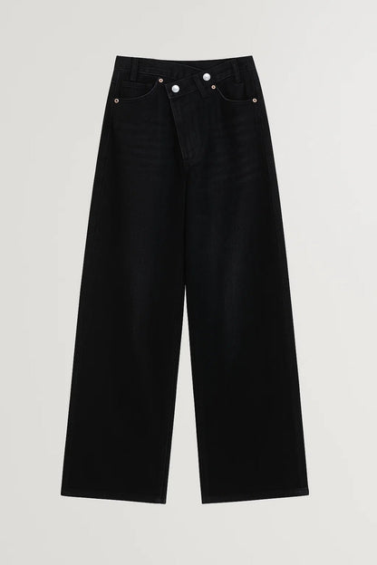 Zesty Women's Wide Leg Trousers – Chic High Waist Asymmetrical Design 0
