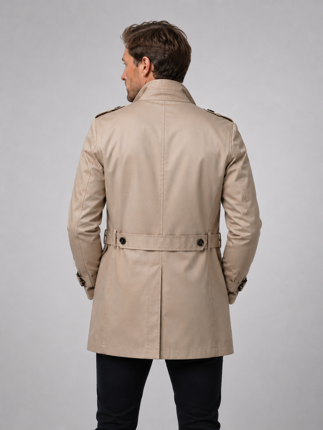 Zylo Men's Black Trench Coat – Tailored Fit for Versatile Styling 1
