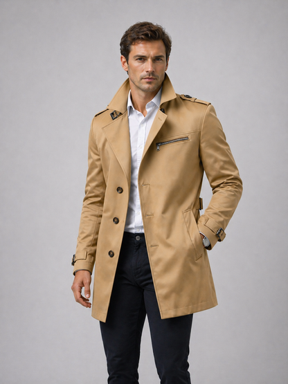 Zylo Men's Black Trench Coat – Tailored Fit for Versatile Styling 5