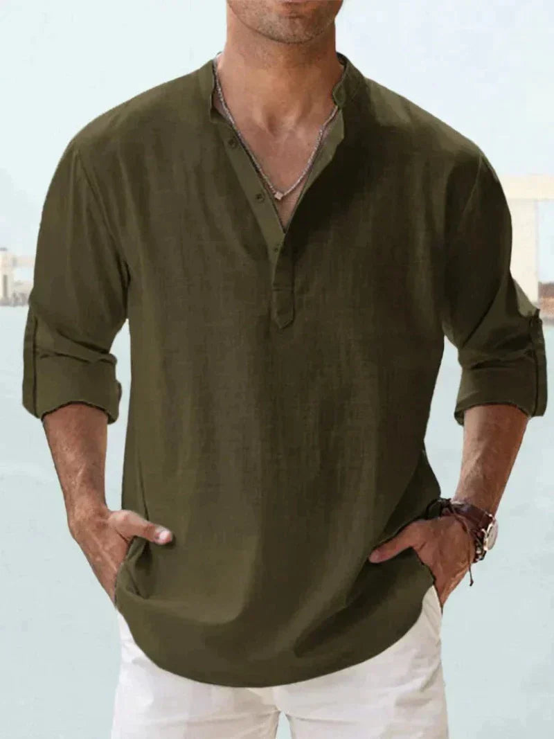 Zylo Men's Linen Shirt – Breathable Slim Fit for Everyday Comfort 8